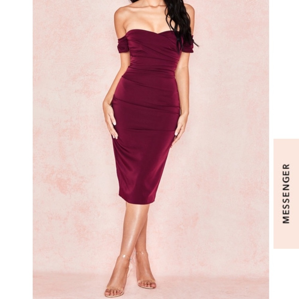 House of CB off the shoulder wine dress